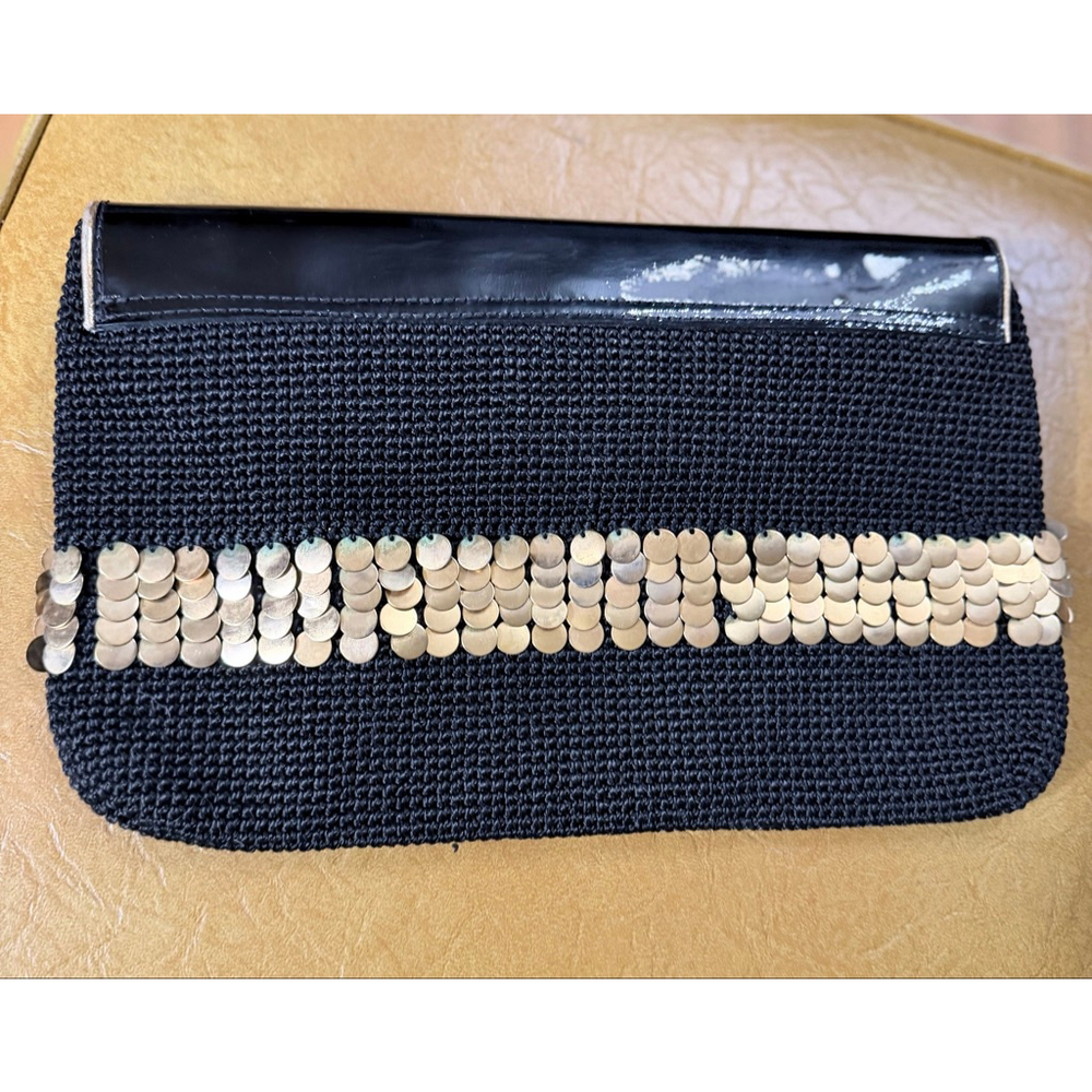 Vintage Ira Salles Black & Gold Sequin Clutch One Size - Picture 2 of 4